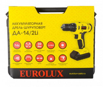 Дрель-шуруповерт аккумуляторная Eurolux ДА-14/2Li